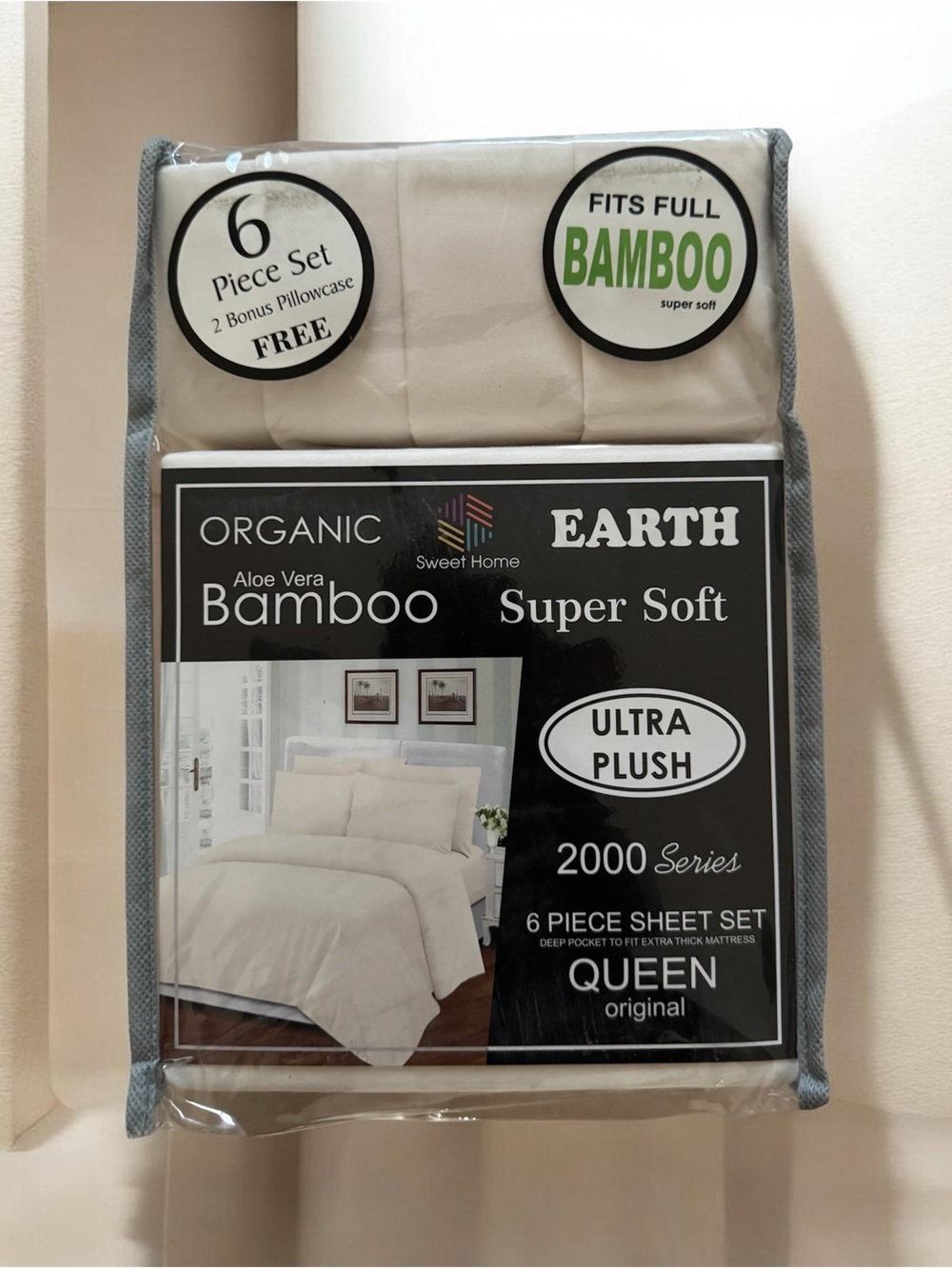 Earth Organic Bamboo Super Soft Sheet Set - Cream (Queen)